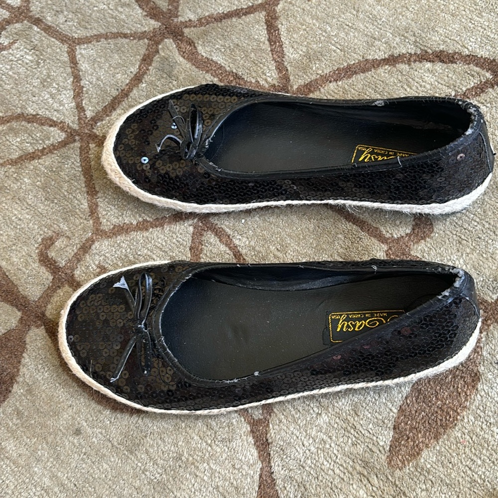 Black sequin flats